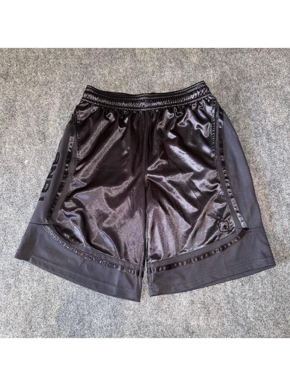 AND1 Baggy Black Dazzle Hoop Shorts Mens MD Vtg y2k 90s Rare